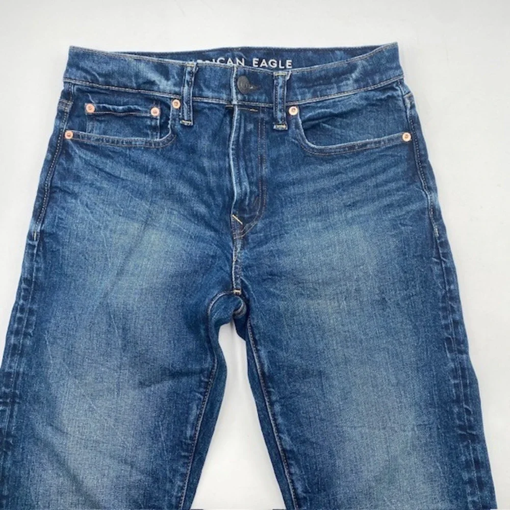 American Eagle Original Straight Jeans Mens 28x28 Blue Medium Wash Stretch Denim